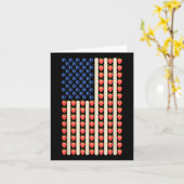 7月の4thストロベリージェロアメリカ国旗のケーキメンズウォム カード (黄色い花)