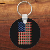 7月の4thストロベリージェロアメリカ国旗のケーキメンズウォム キーホルダー (正面)