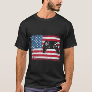7月の4thビデオゲームゲーマーキッズボーイズメンズUSA Tシャツ