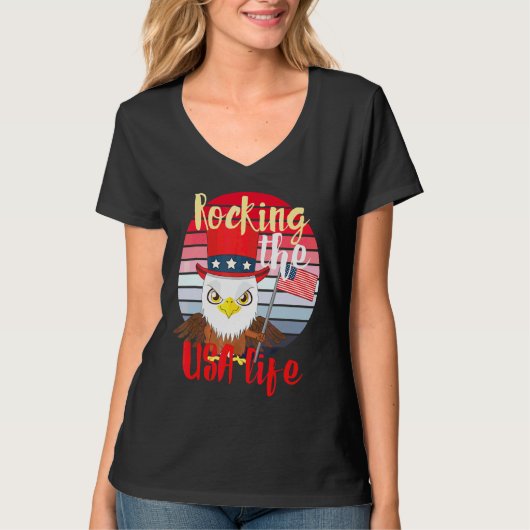 7月の4th愛国的なアメリカ合衆国アメリカワシ tシャツ (正面)