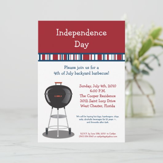 7月の5x7第4日パーティーバーベキュー招待状 招待状 (スタンド正面)