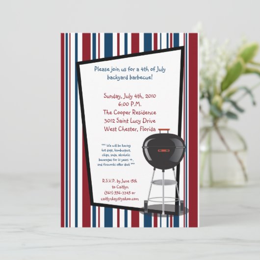 7月の5x7第4日パーティーバーベキュー招待状 招待状 (スタンド正面)