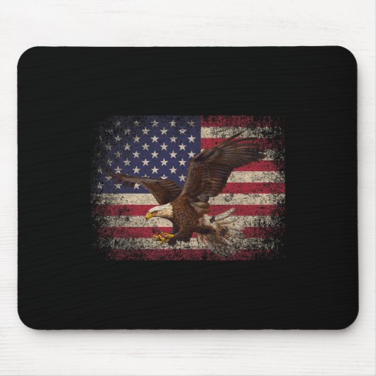 7月のBald Eagle 4thクリスマスプレゼントAmerican Fla マウスパッド (正面)