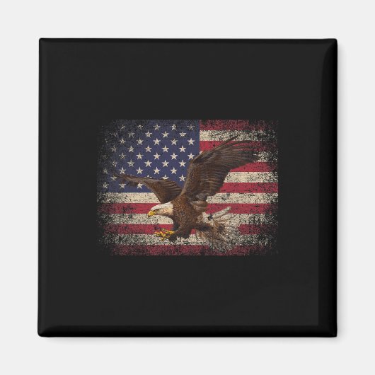 7月のBald Eagle 4thクリスマスプレゼントAmerican Fla マグネット (正面)