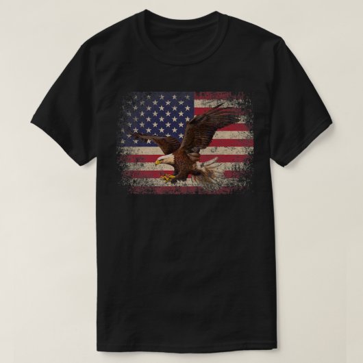 7月のBald Eagle 4thクリスマスプレゼントAmerican Fla Tシャツ (デザイン正面)