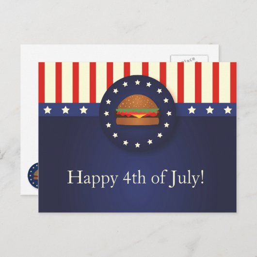 7月のBBQ 4thパーティーはがき インビテーションポストカード (正面/裏面)