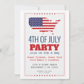 7月のBBQ 4th愛国的パーティー 招待状 (正面)