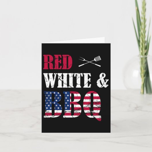7月のBbq 4th赤白とBbqアメリカ国旗 カード (正面)