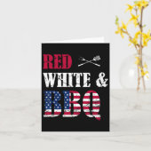 7月のBbq 4th赤白とBbqアメリカ国旗 カード (黄色い花)