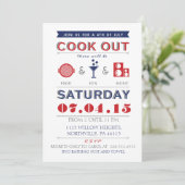 7月のCookoutの招待の食糧、おもしろいおよび音楽第4 招待状 (スタンド正面)