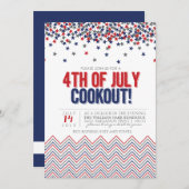 7月のCookoutの招待状のモダンで愛国心が強い第4 招待状 (正面/裏面)