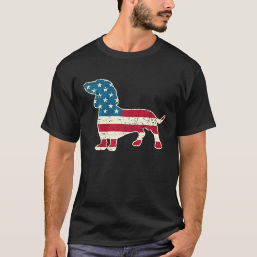 7月のDachshund 4th犬の恋人の男性の女性USA Amer Tシャツ (正面)