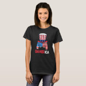 7月のGamerica 4th Of July Gaming Video Game Usa Flag Tシャツ (正面フル)