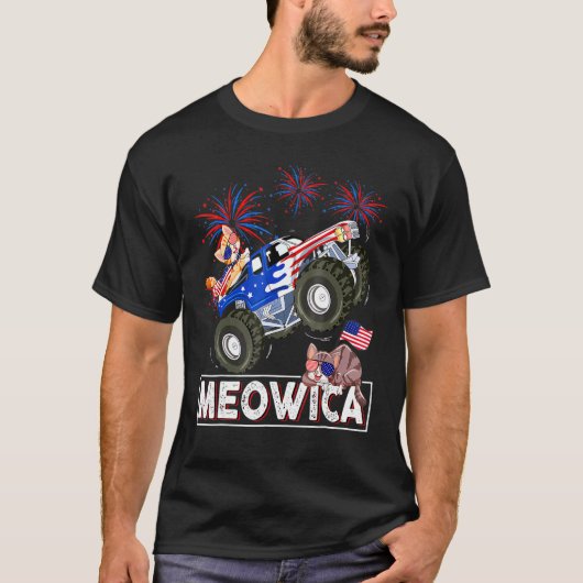 7月のMeowica 4th CatsモンスタートラックアメリカF Tシャツ (正面)