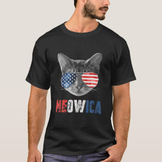 7月のS Meowica Merica Men USA AmericanのCat 4th Tシャツ