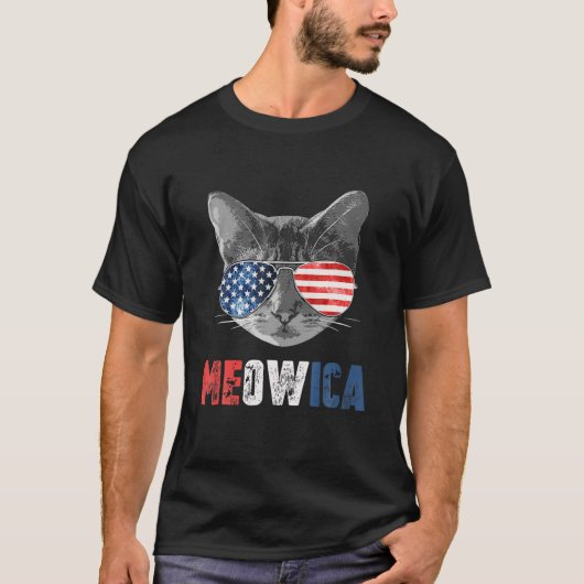7月のS Meowica Merica Men USA AmericanのCat 4th Tシャツ (正面)