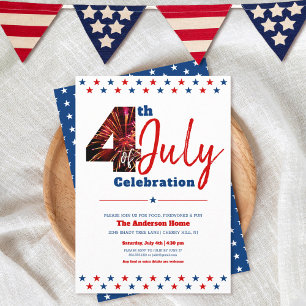 7月はっきりしたモダン4日Fireworks USA Patriotic 招待状