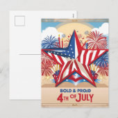 7月はっきりした誇りを持ったの愛国的なスターの4日 シーズンポストカード (正面/裏面)