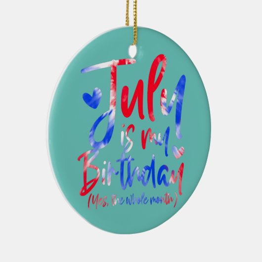 7月は私の誕生日Yes全体の月の絞り染め セラミックオーナメント (右)