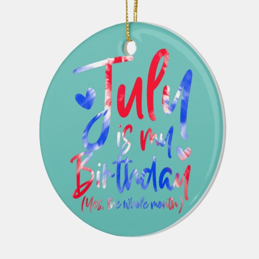 7月は私の誕生日Yes全体の月の絞り染め セラミックオーナメント (左)