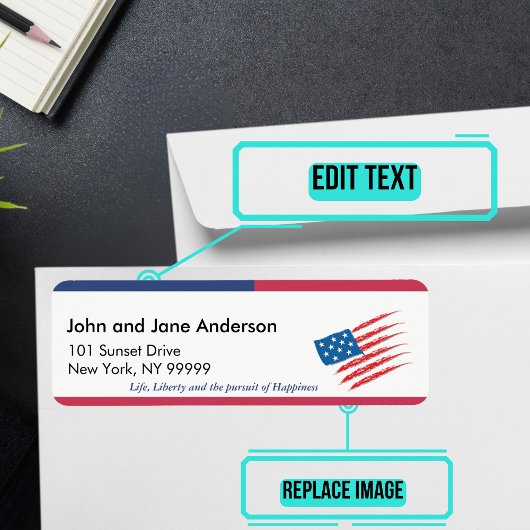 7月をテーマにしたパーソナライズされた住所 シール