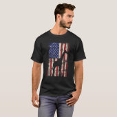 7月アメリカおもしろい国旗の愛国的キリン4日 Tシャツ (正面フル)