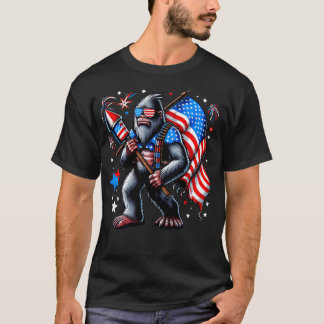 7月アメリカおもしろい州旗USA Desi花火 Tシャツ