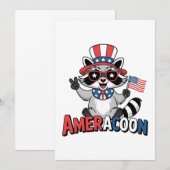 7月アメリカのアライグマ愛国的な4th 招待状 (正面/裏面)