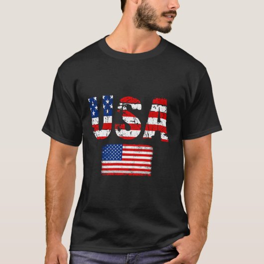 7月アメリカのインデの日の米国国旗 Tシャツ (正面)