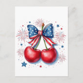 7月アメリカのコケット・ボウ4thとのさくらんぼ インビテーションポストカード (正面)