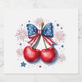 7月アメリカのコケット・ボウ4thとのさくらんぼ スパークリングワインラベル (シングルラベル)