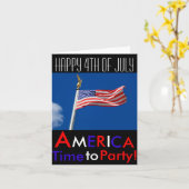 7月アメリカの幸せな4th、パーティーへの時間、フラッグカード カード (黄色い花)