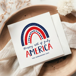 7月アメリカの幸せ4日 | 赤白青虹 スタンダードカクテルナプキン