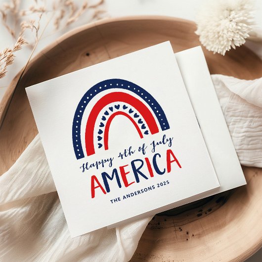 7月アメリカの幸せ4日 | 赤白青虹 スタンダードカクテルナプキン