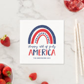 7月アメリカの幸せ4日 | 赤白青虹 スタンダードカクテルナプキン (インサイチュ)