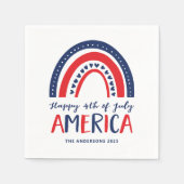 7月アメリカの幸せ4日 | 赤白青虹 スタンダードカクテルナプキン (正面)