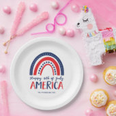 7月アメリカの幸せ4日 | 赤白青虹 ペーパープレート (パーティー)