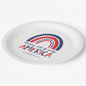 7月アメリカの幸せ4日 | 赤白青虹 ペーパープレート (アングル)