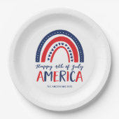 7月アメリカの幸せ4日 | 赤白青虹 ペーパープレート (正面)