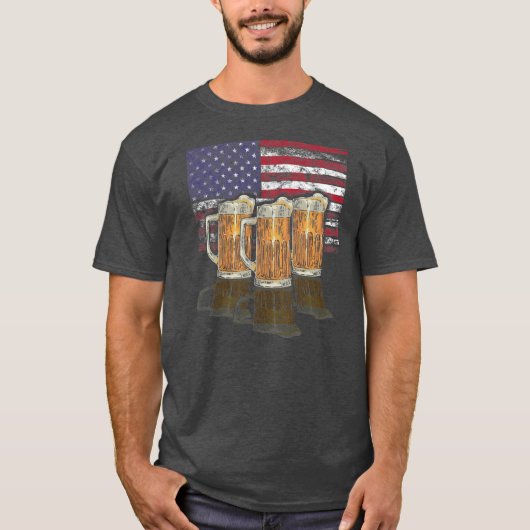 7月アメリカンビールの愛国的なビアマグ4th tシャツ (正面)