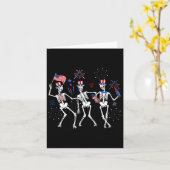 7月アメリカ国旗のスケルトン4日 カード (黄色い花)