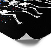 7月アメリカ国旗のスケルトン4日 ポスター (角)