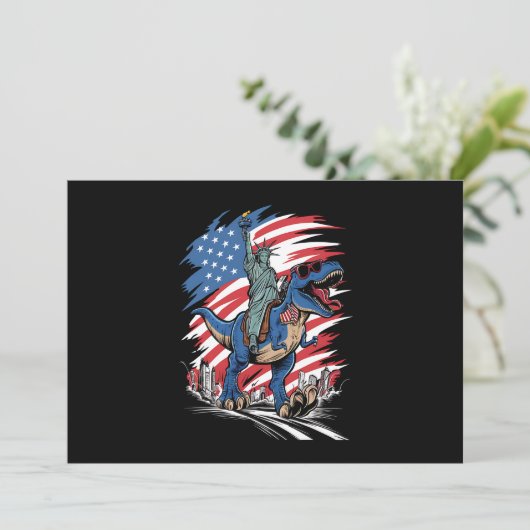 7月アメリカ国旗のディノ自由の女神 招待状 (スタンド正面)