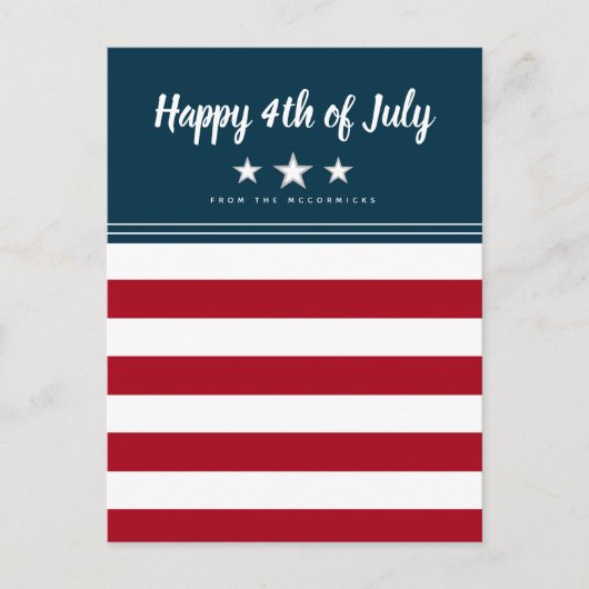 7月アメリカ国旗の幸せパーソナライズされた4 ポストカード (正面)