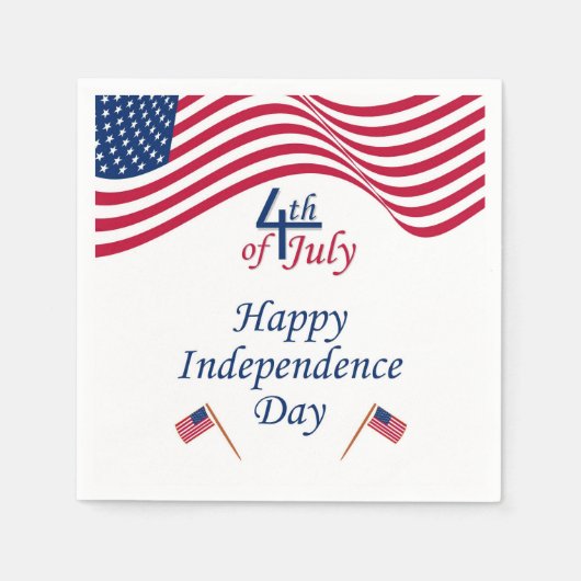 7月アメリカ国旗の愛国心4日 スタンダードカクテルナプキン (正面)