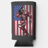 7月アメリカ国旗の愛国的なサッカー愛好家4日 スリム缶クーラー (正面)