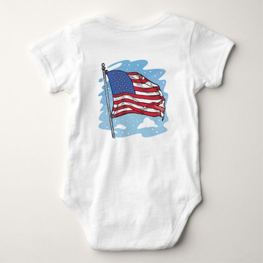 7月アメリカ国旗の最初の4日 ベビーボディスーツ (裏面)