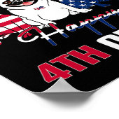 7月アメリカ国旗3つの赤い白いパグブルーファイアー ポスター (角)