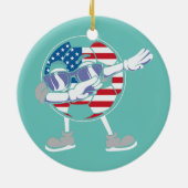 7月アメリカ国旗Football Dabbing USA 4th セラミックオーナメント (裏面)
