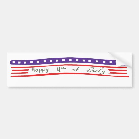 7月アメリカ国旗Happy 4th バンパーステッカー (正面)
